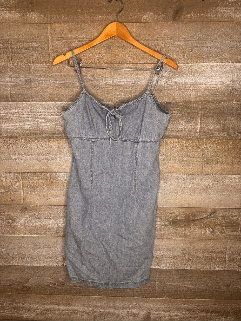 New York & Company vintage 90s 100% cotton denim jean spaghetti Strap Dress